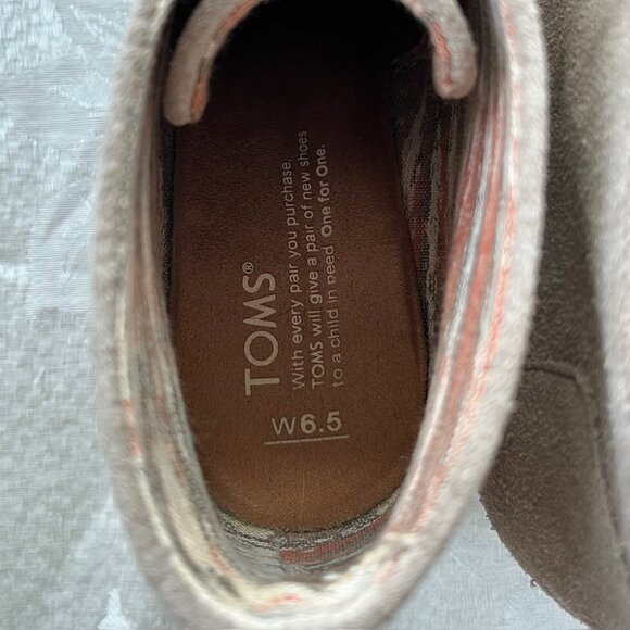 TOMS Suede Leather Wedge Booties Lace Up Boots Shoes 6.5 - Picture 9 of 16